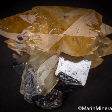 Calcite, Galena on Sphalerite