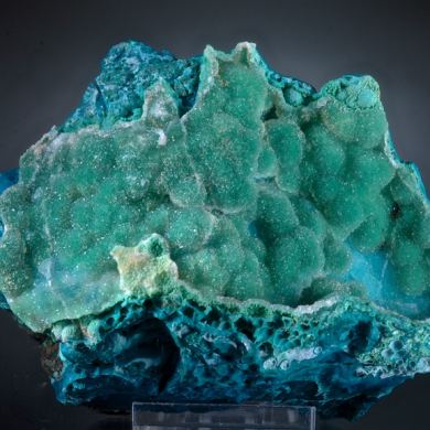 Quartz on Chrysocolla and Malachite