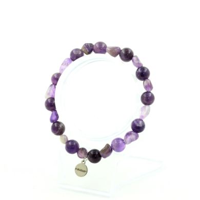 Amethyst from Brazil + Amethyst Bracelet 8 mm Beads.