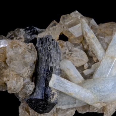 Beryl var. Aquamarine with Schorl and Quartz 