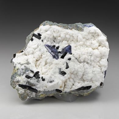 Benitoite with Neptunite, Natrolite
