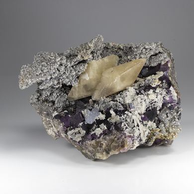 Calcite with Fluorite, Quartz