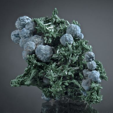Shattuckite balls on Malachite crystals - NEW