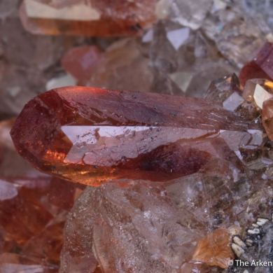 Rhodochrosite with Fluorite on Quartz
