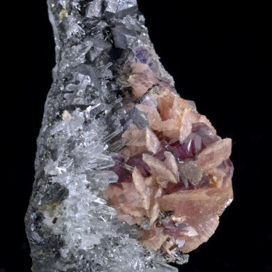 Rhodochrosite with Fluorite, Quartz, Galena, Tetrahedrite etc. 