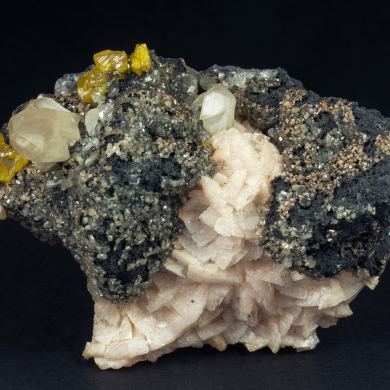 Galena with Cerussite, Wulfenite and Dolomite