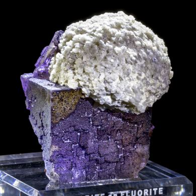 Huge Elmwood Barite Ball on Fluorite