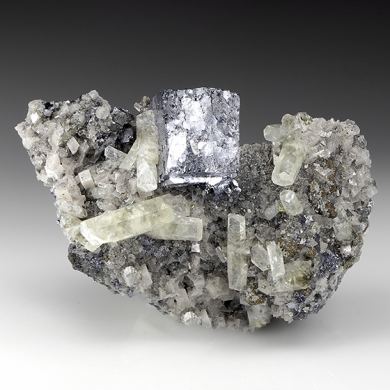 Galena with Calcite, Dolomite, Pyrite