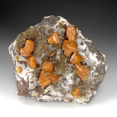 Wulfenite with Vanadinite, Calcite
