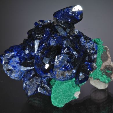 Azurite with Malachite - electric blue