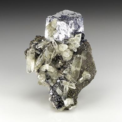 Galena with Calcite, Chalcopyrite, Pyrite