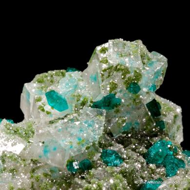 Calcite with Dioptase and Duftite