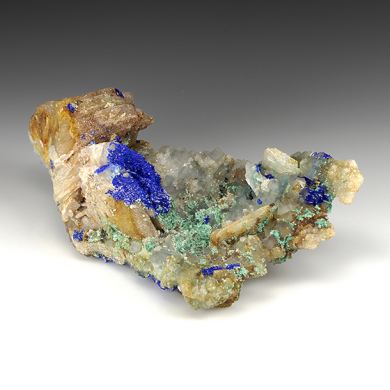 Linarite with Barite, Fluorite, Brochantite