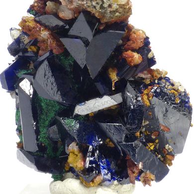 Azurite, malachite, quartz