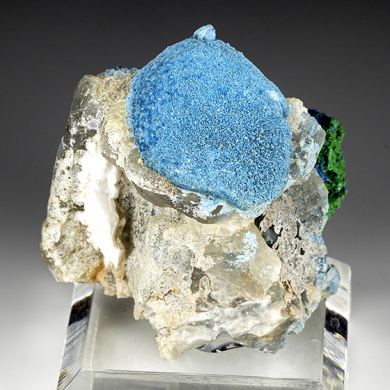 Shattuckite with Malachite, Quartz