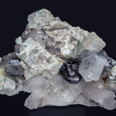 Cassiterite with Quartz, Fluorapatite and Arsenopyrite