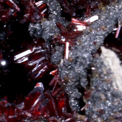 Proustite with Acanthite and Xanthoconite