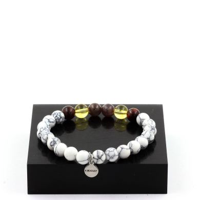 Ruby from Mogok, Burma, Myanmar + Citrine + Red Tiger's Eye + Howlite Bracelet 8 mm Beads.