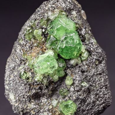 Tsavorite on Graphite
