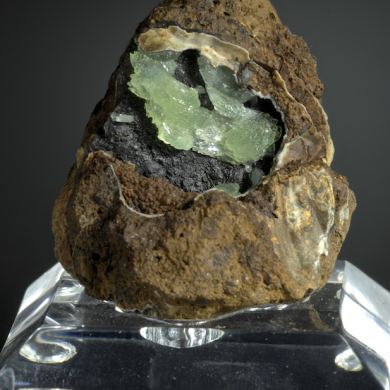 Anapaite - crystals in Fossil Clam Shell