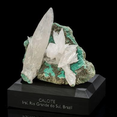 Calcite on Celadonite from Brazil