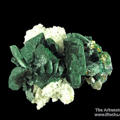 Malachite ps. Azurite on Dolomite (fl) with Cerussite