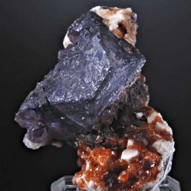 Fluorite and Spessartine w. Hyalite