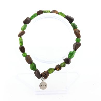 Boulder Opal from Australia + Diopside from Brazil Bracelet. Customizable Size.