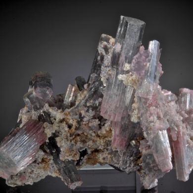 Elbaite with Lepidolite - multi color crystals