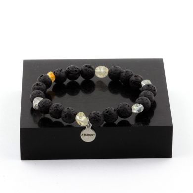 Topaz from Brazil + Lava Bracelet 8 mm Beads.