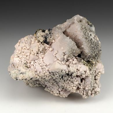 Rhodochrosite with Calcite, Pyrite, Sphalerite