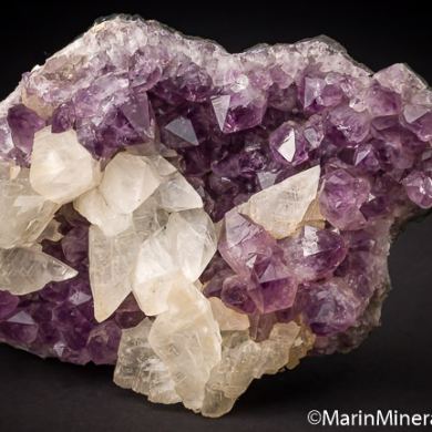 Calcite on Amethyst