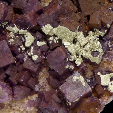 Fluorite, pyrite, calcite
