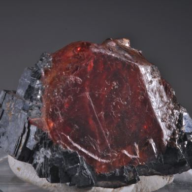 Rhodonite (gemmy crystals) on Galena