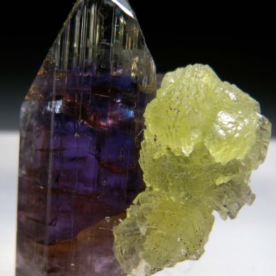 Prehnite on Tanzanite