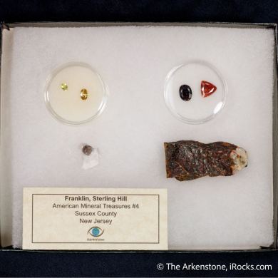 Zincite, Willemite, Andradite Garnet (Rough & Cut set)