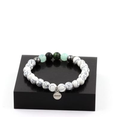 Epidote from Australia + Hematite + Angelite + Howlite Bracelet 8 mm Beads.