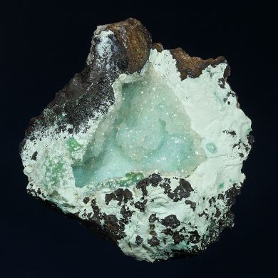 Chrysocolla covered with Quartz