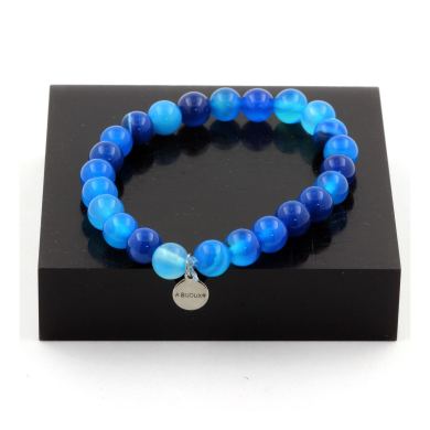 Blue banded Agate Bracelet 8 mm Beads.