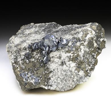 Chalcocite with Calcite, Pyrite