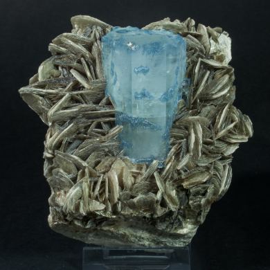 Beryl (variety aquamarine) with Muscovite