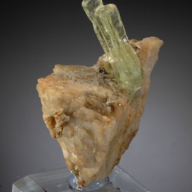 Beryl var. Aquamarine with Rutile on Cleavelandite 