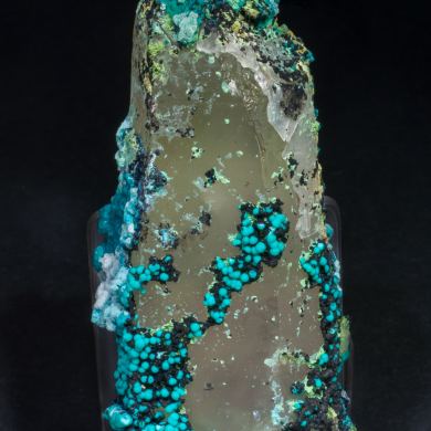 Chrysocolla on Quartz (variety smoky)