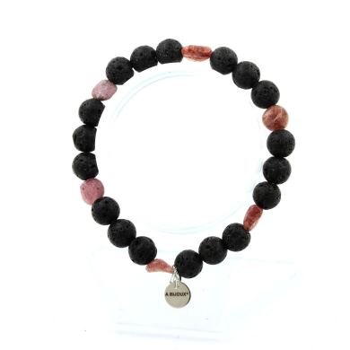 Ruby from Brazil + Lava Bracelet 8 mm Beads.