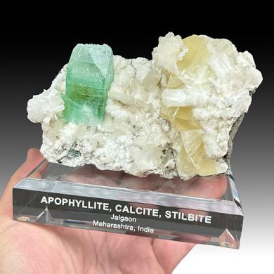 Fluorapophyllite-K with Calcite, Stilbite