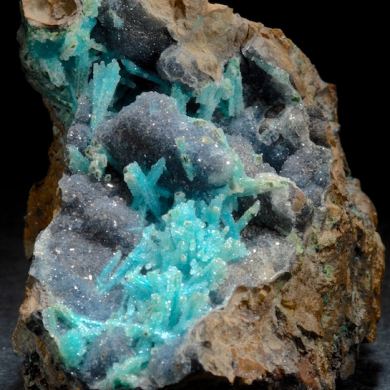 Quartz on Chrysocolla Pseudomorphs