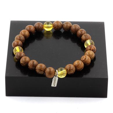 Citrine + Wood Bracelet 8 mm Beads.