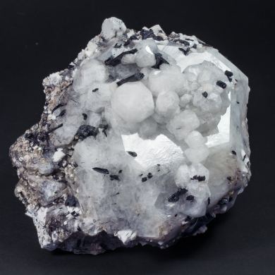 Analcime with Aegirine, Rhodochrosite and Natrolite
