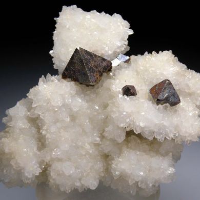 Pyrite on Quartz casts after Fluorite