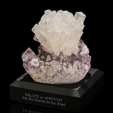 Columnar Calcite Spray on Amethyst from Brazil